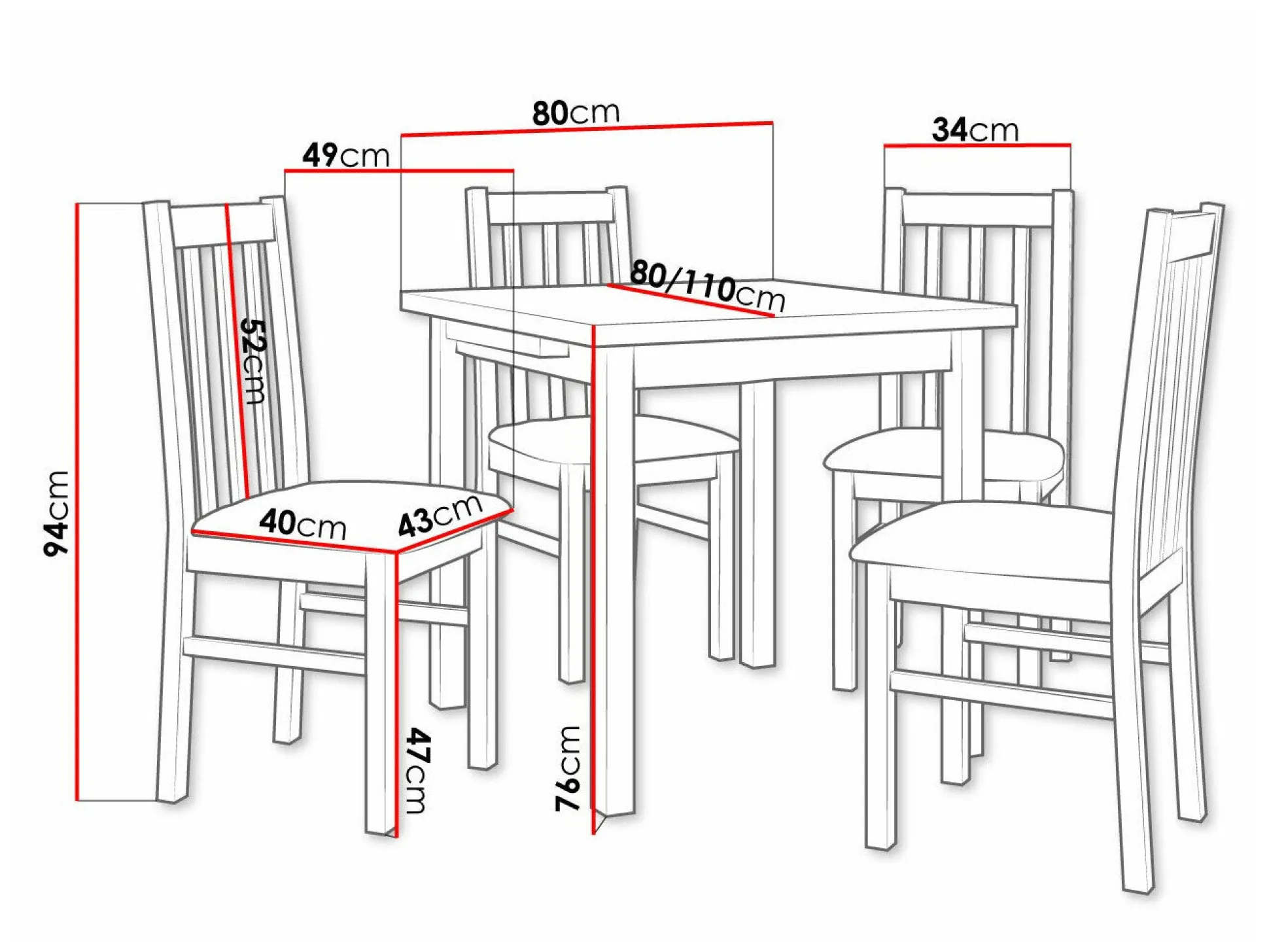Spisestuesæt Victorville 319 (Hvid)