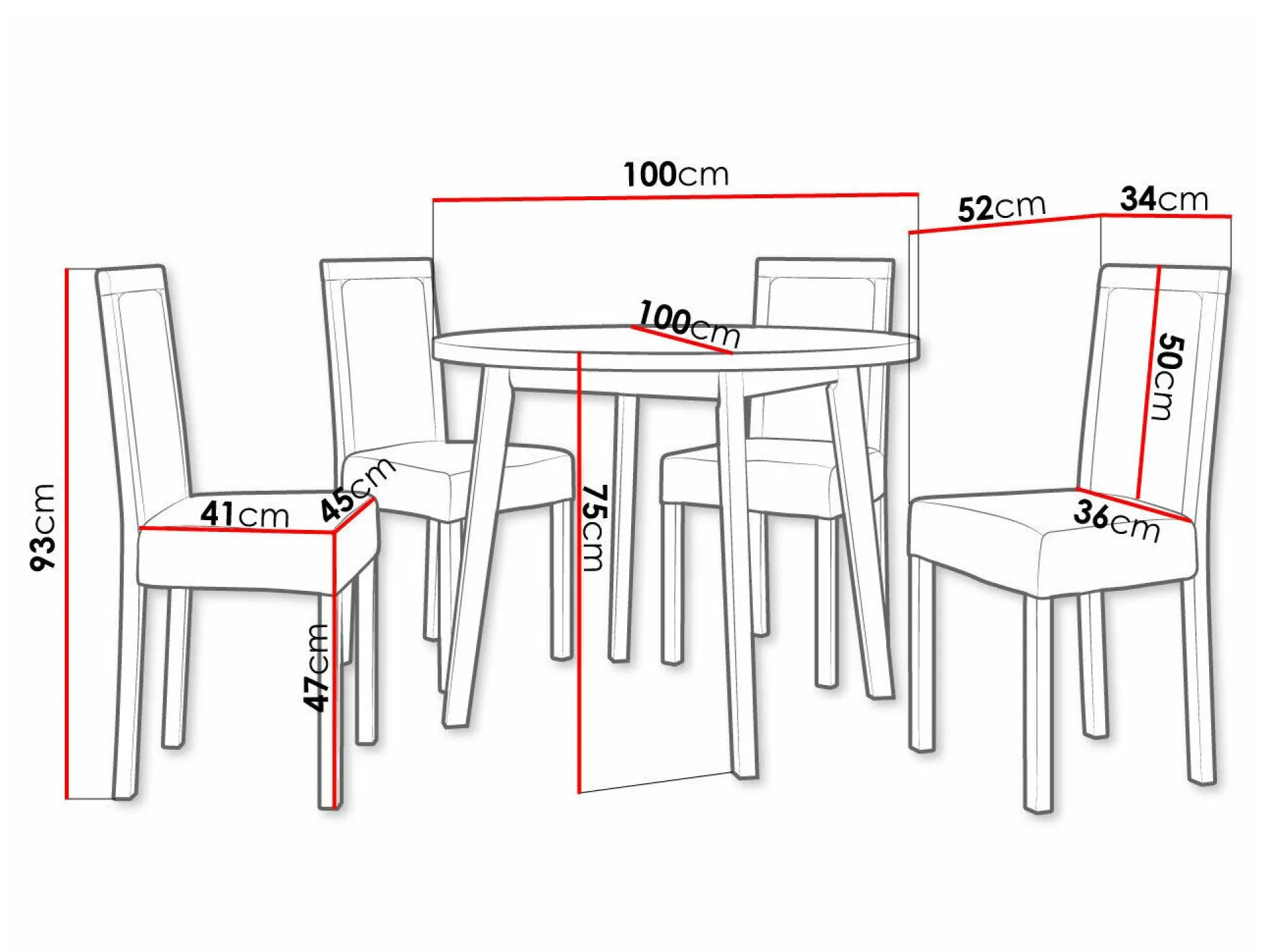 Spisestuesæt Victorville 306 (Sort)