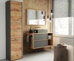 Stående badeværelsesskab Mandeville 251 (Antracit + Artisan eg)