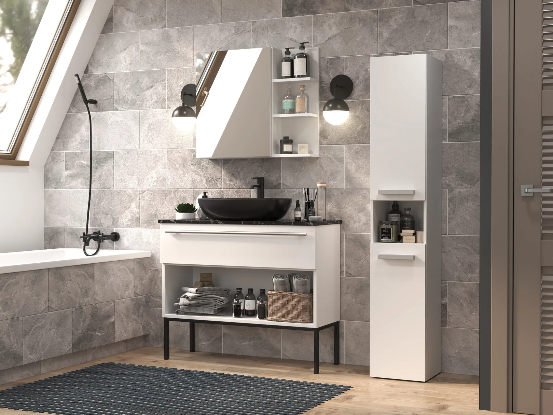 Stående badeværelsesskab Nolmaru 106 (Hvid)