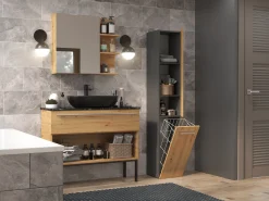 Stående badeværelsesskab Nolmaru 107 (Antracit + Artisan eg)