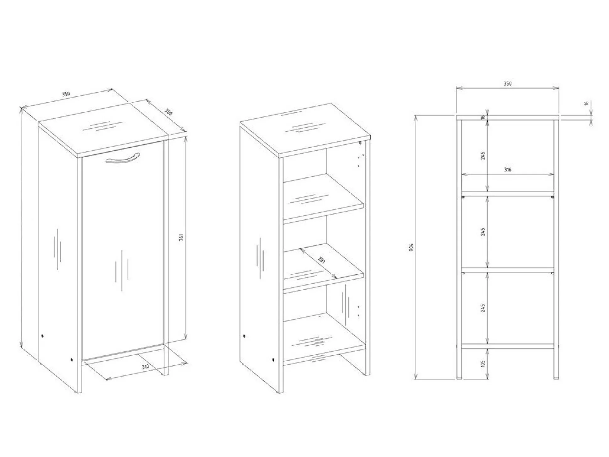 Stående badeværelsesskab Servou 100