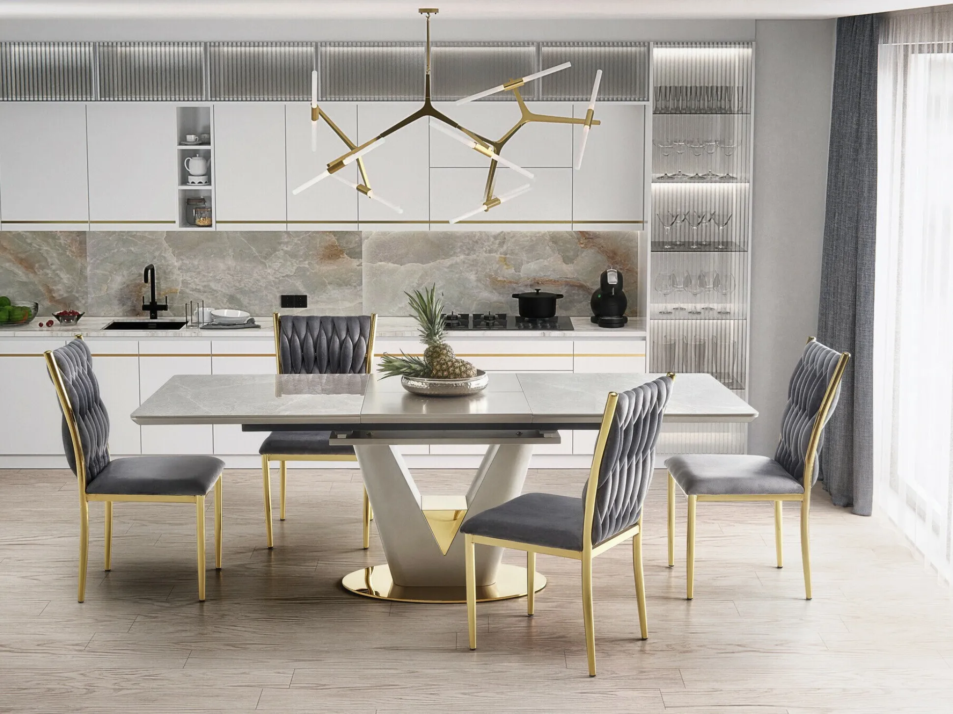 Stol Houston 1139 (Grå + Gylden)