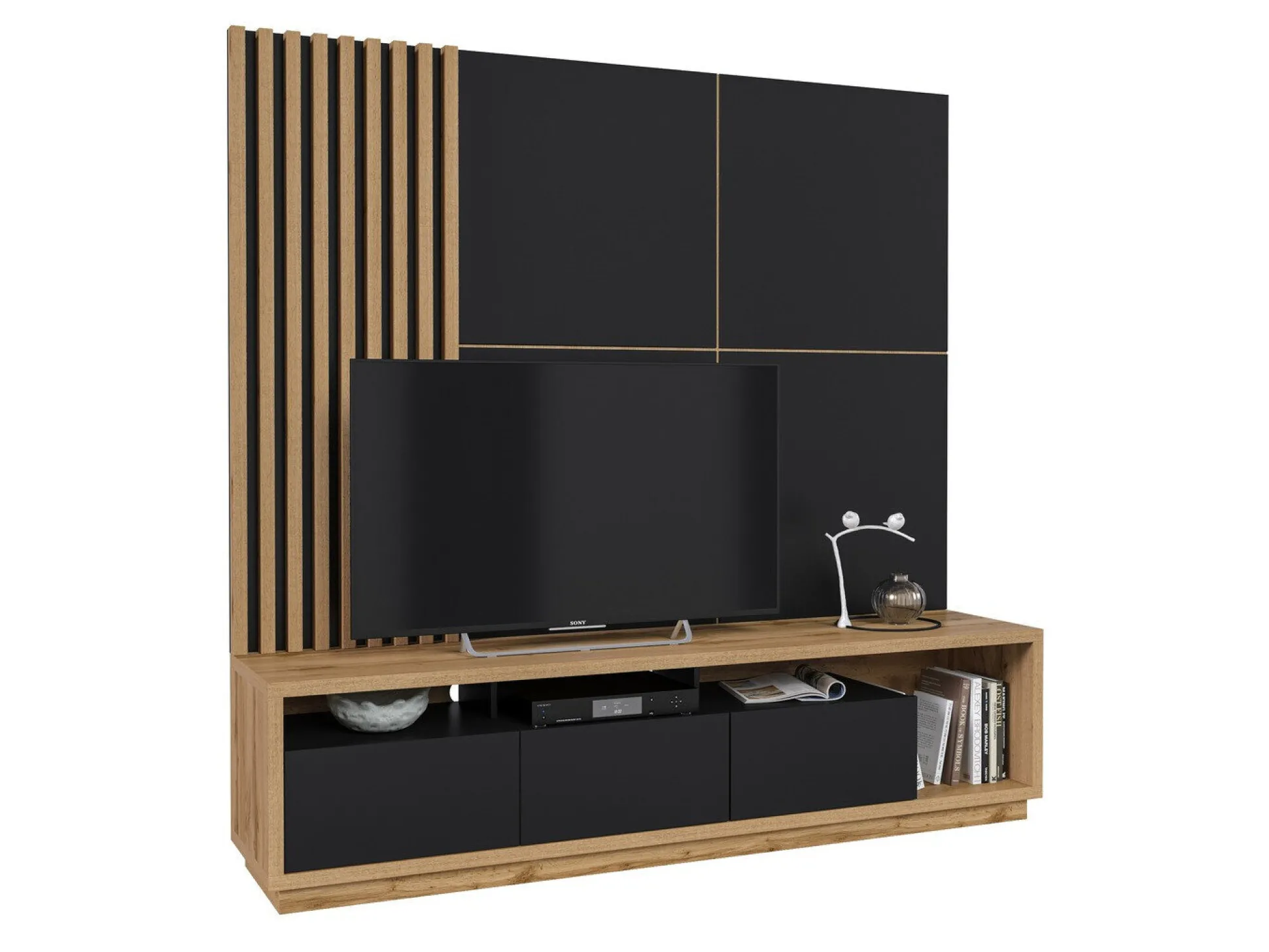 Stuemøbelsæt Austin 360 (Wotan eg + Sort + Mat sort)