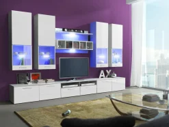 Stuemøbelsæt Caelum (Hvid + Glansfuld hvid)