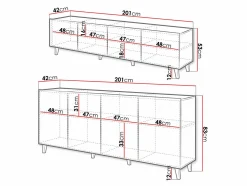 Stuemøbelsæt Charlotte 182 (Hvid + Sort)