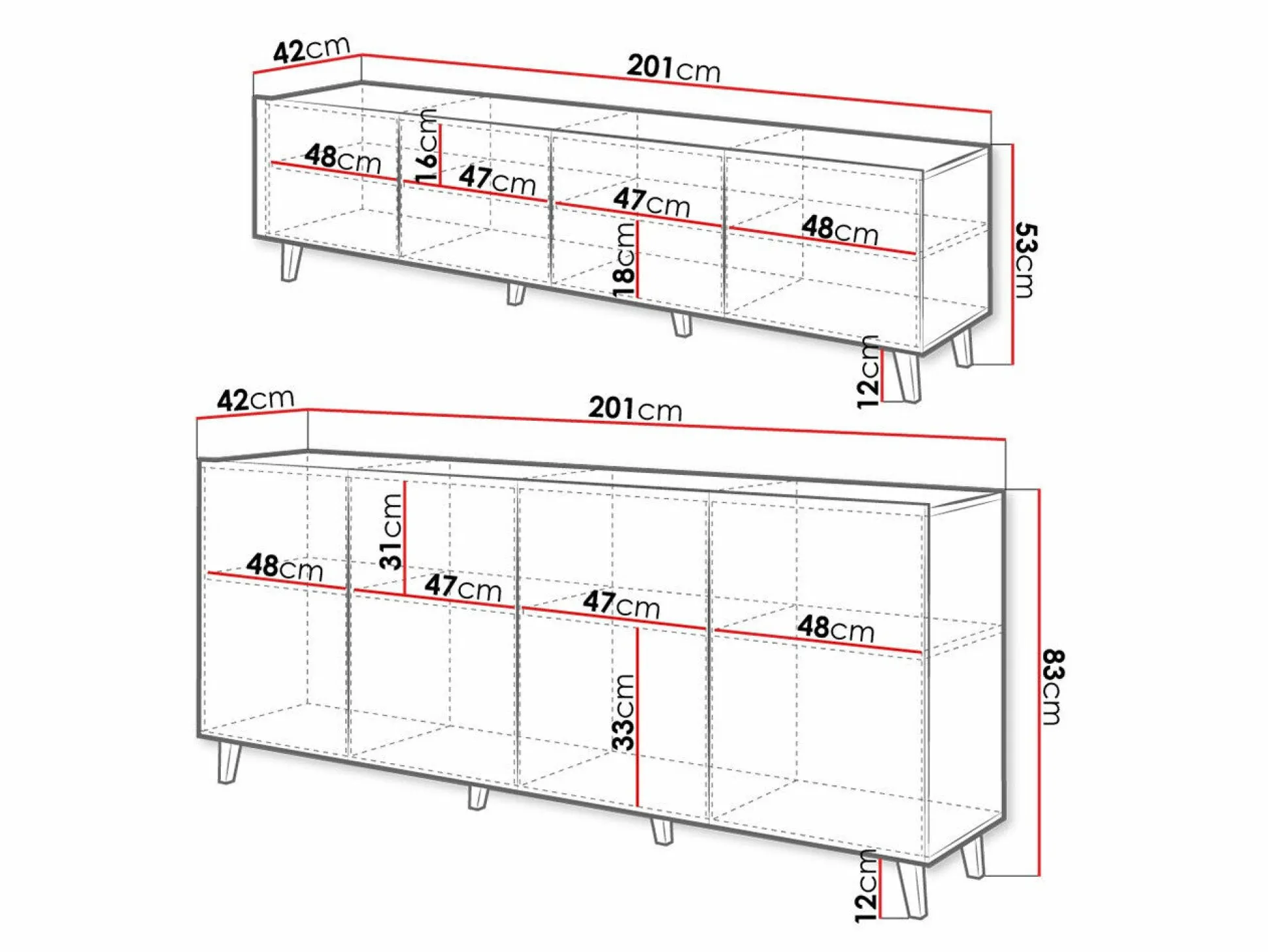 Stuemøbelsæt Charlotte 182 (Hvid + Sort)