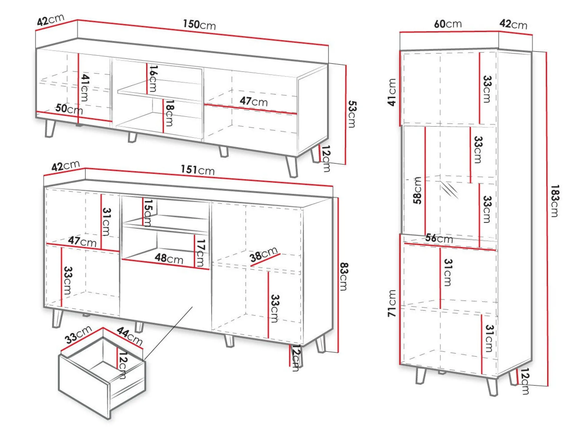 Stuemøbelsæt Comes I (Sort + Wotan eg)
