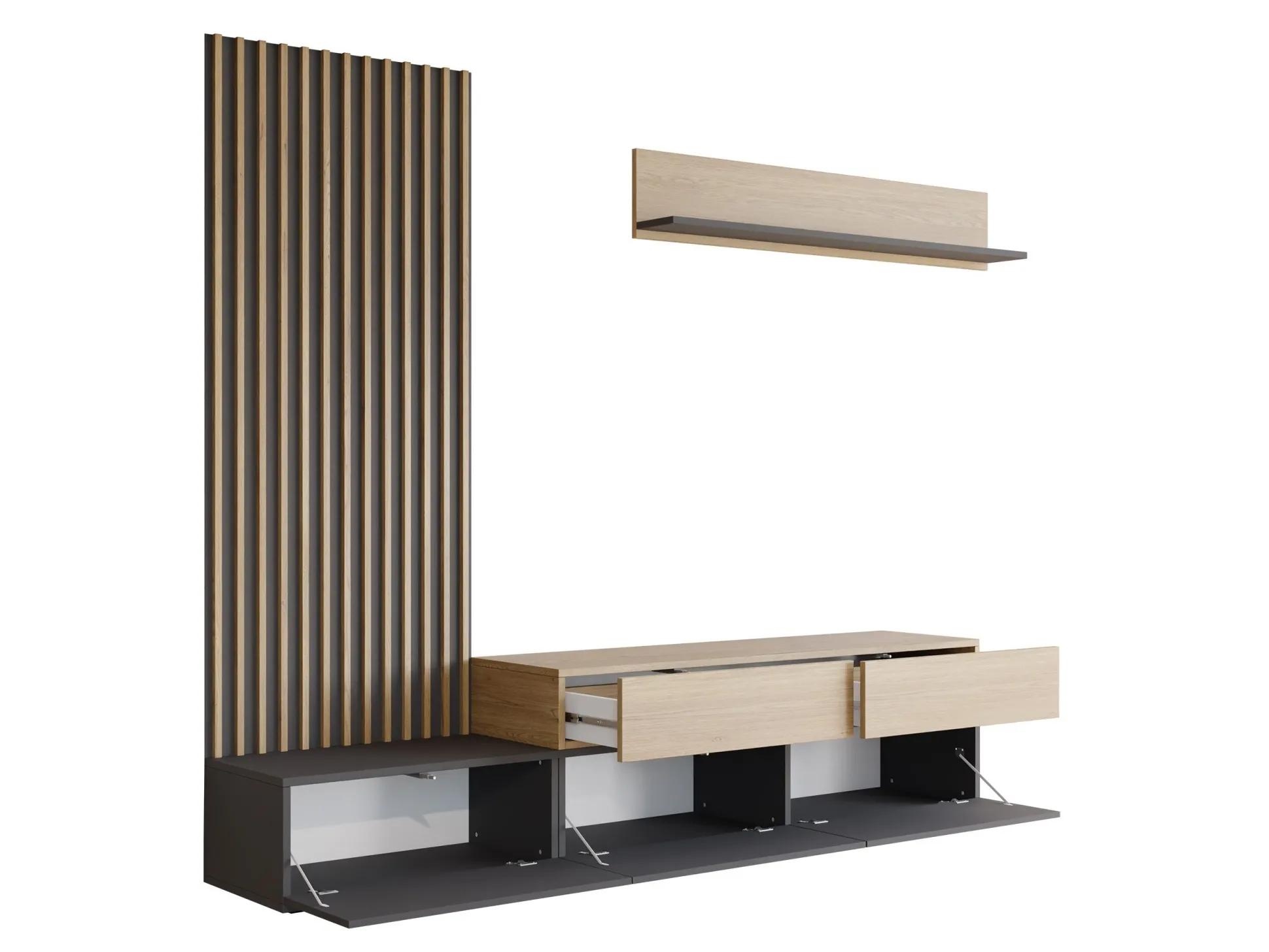 Stuemøbelsæt Comfivo Munium I (Grafit + Egetræ)