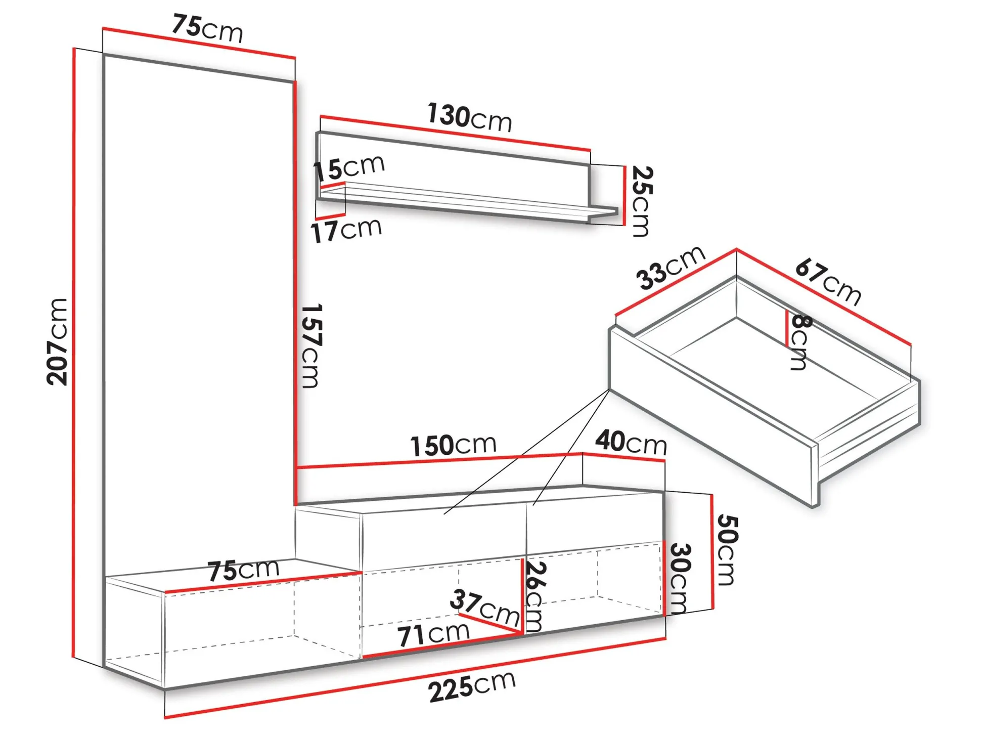 Stuemøbelsæt Comfivo Munium I (Grafit + Egetræ)