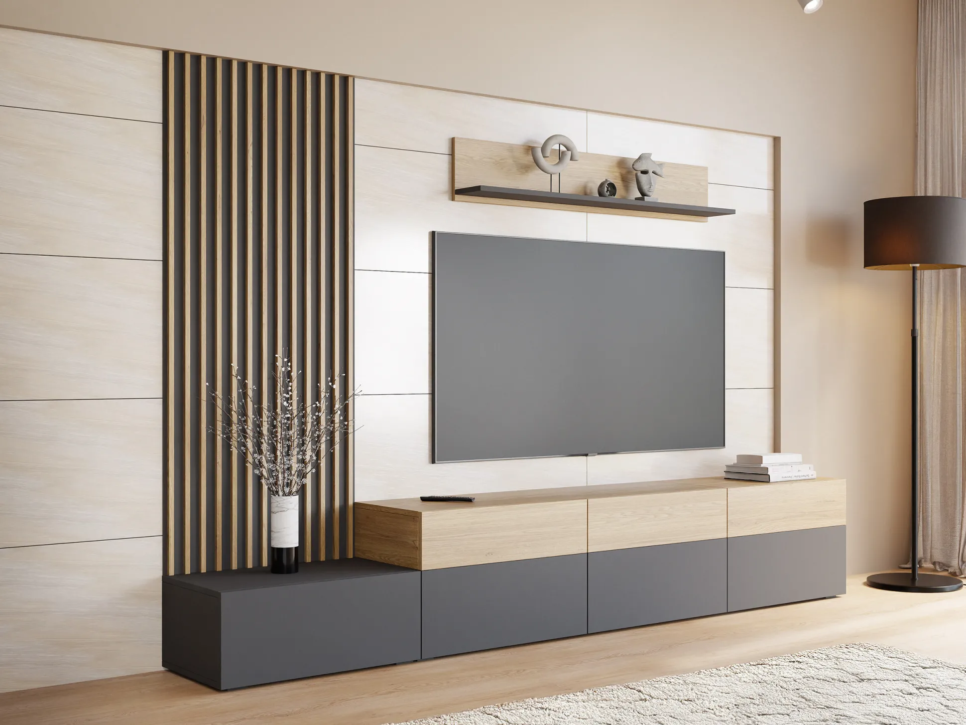 Stuemøbelsæt Comfivo Munium II (Grafit + Egetræ)