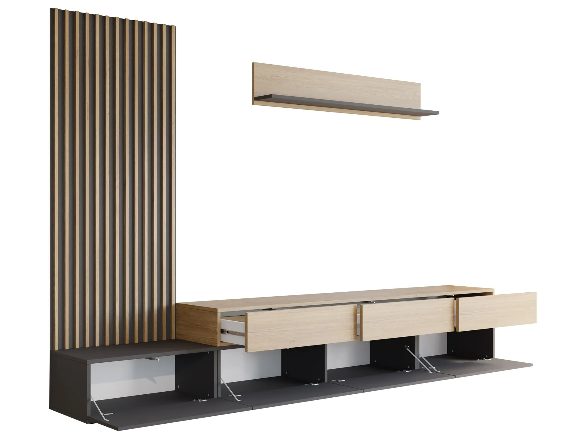 Stuemøbelsæt Comfivo Munium II (Grafit + Egetræ)