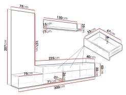Stuemøbelsæt Comfivo Munium II (Grafit + Egetræ)