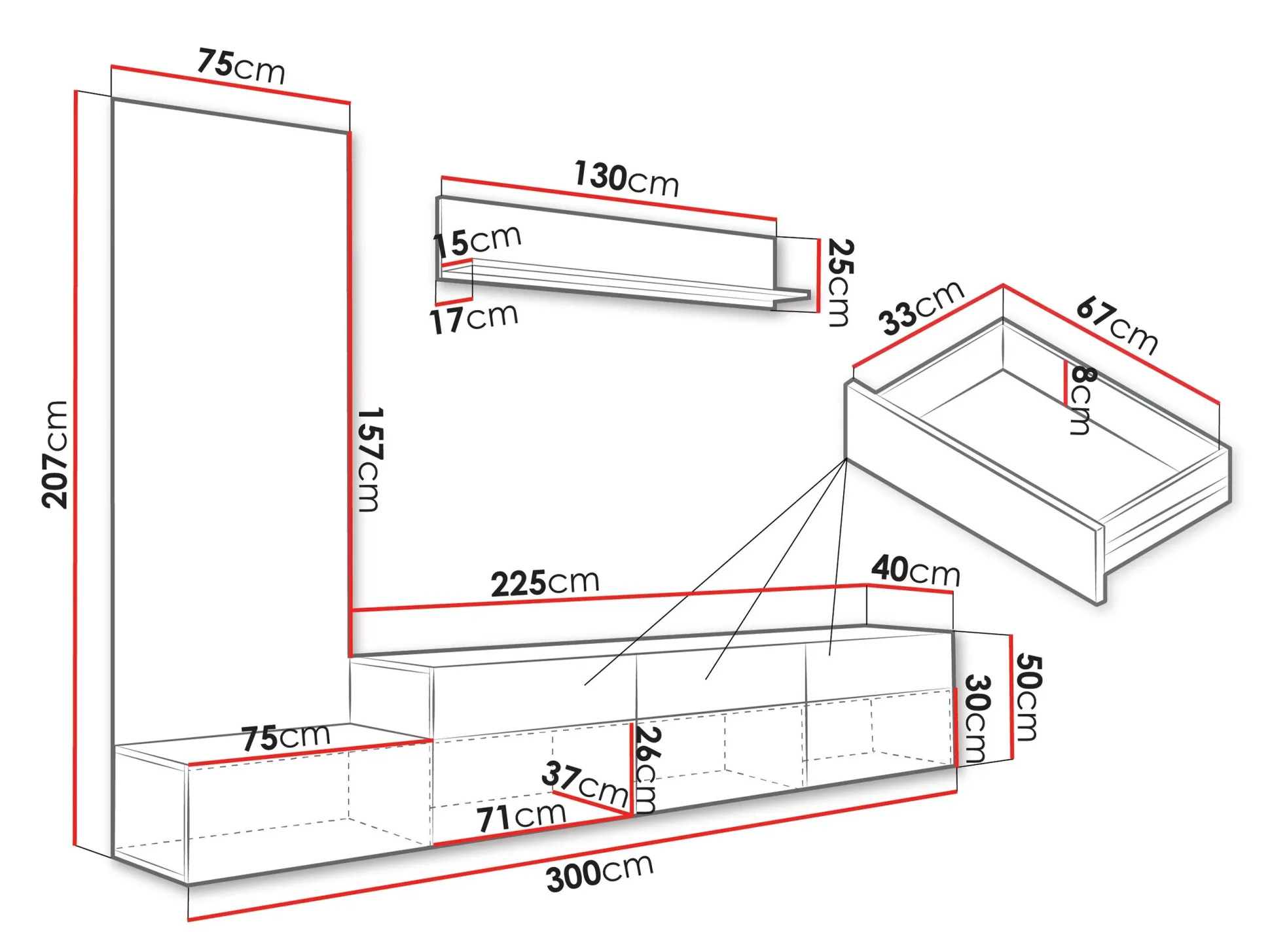 Stuemøbelsæt Comfivo Munium II (Grafit + Egetræ)