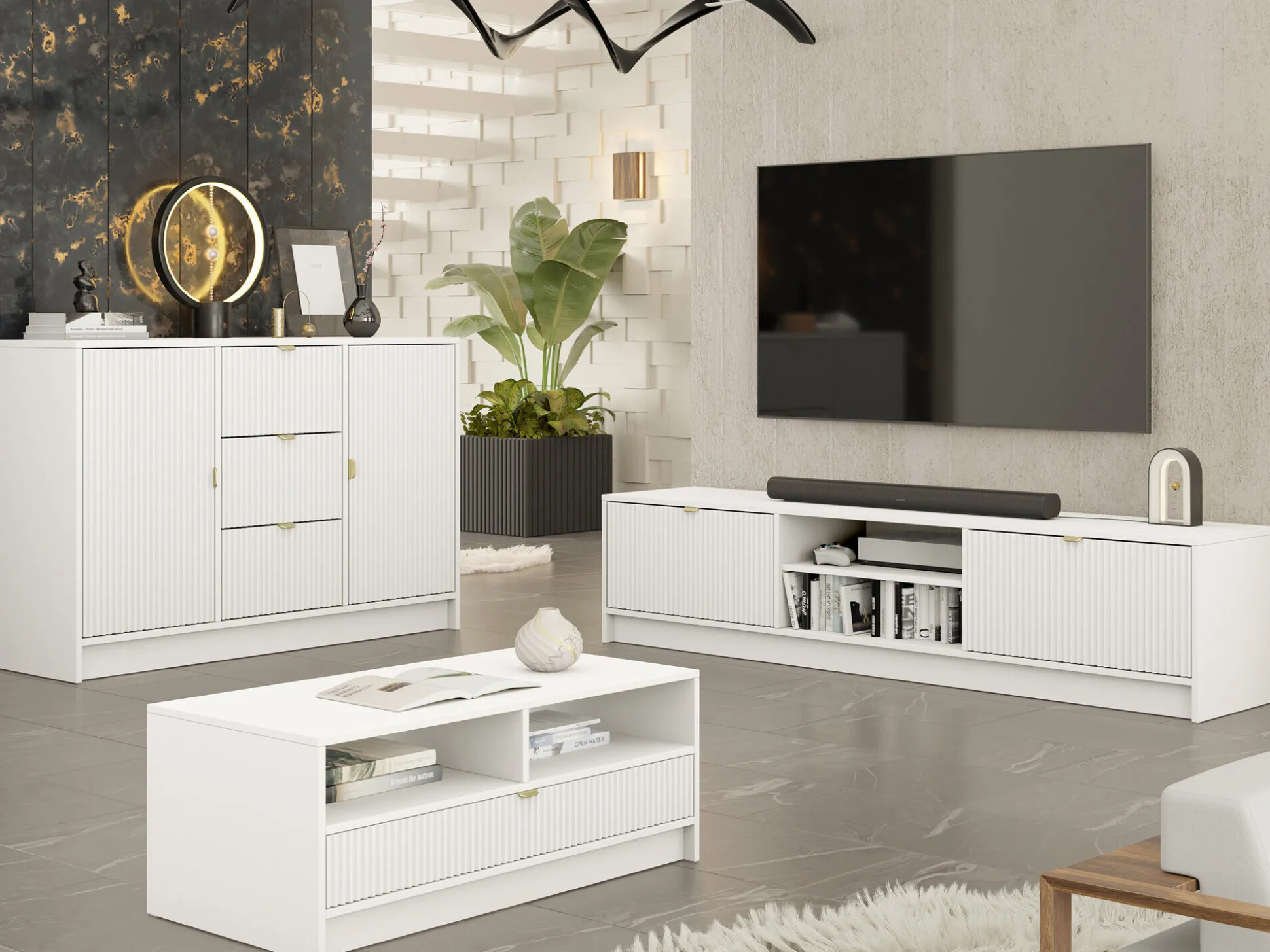 Stuemøbelsæt Comfivo Papilio I (Hvid)