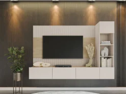 Stuemøbelsæt Comfivo Salix II (Beige + Egetræ)