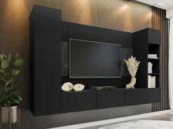 Stuemøbelsæt Comfivo Salix IV (Sort + Sort marmor)