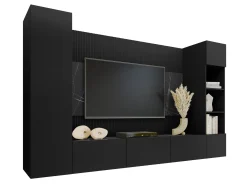 Stuemøbelsæt Comfivo Salix IV (Sort + Sort marmor)