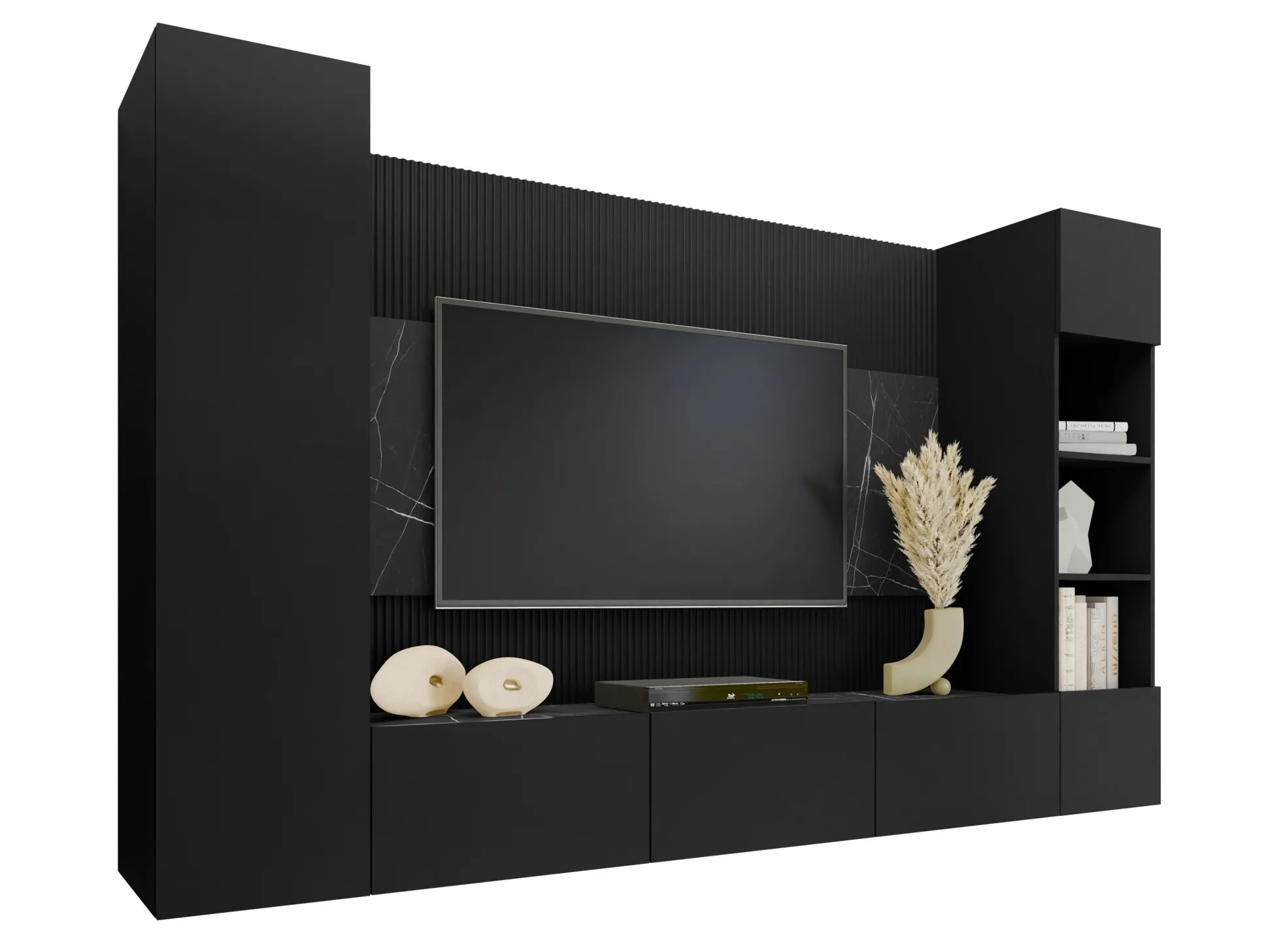 Stuemøbelsæt Comfivo Salix IV (Sort + Sort marmor)