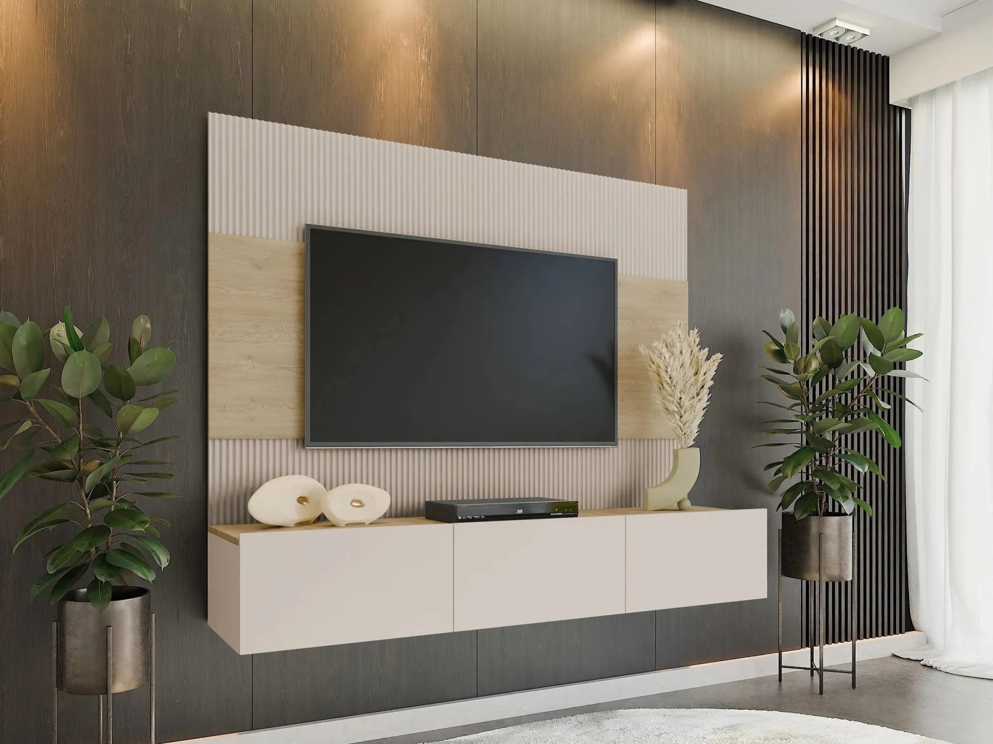 Stuemøbelsæt Comfivo Salix (Beige + Egetræ)