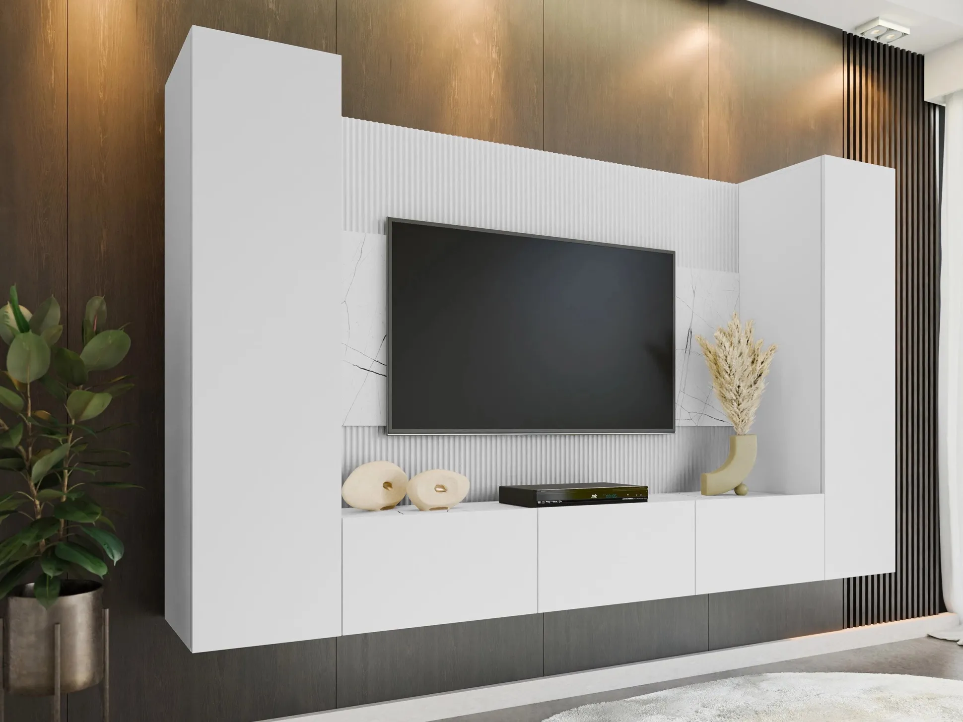 Stuemøbelsæt Comfivo Salix V (Hvid + Hvid marmor)