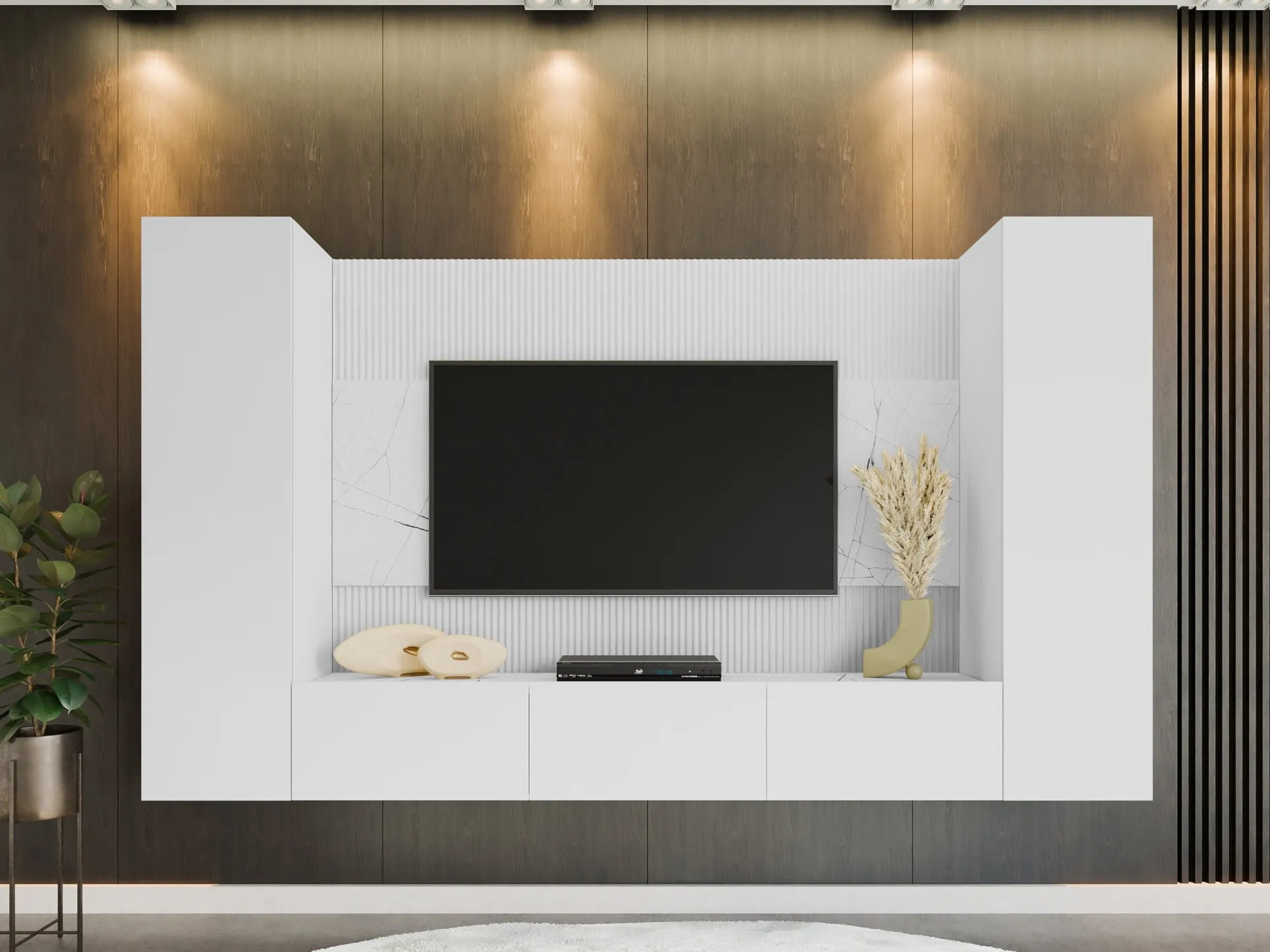 Stuemøbelsæt Comfivo Salix V (Hvid + Hvid marmor)