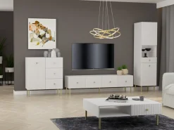 Stuemøbelsæt Etliva 109 (Hvid + Gylden)