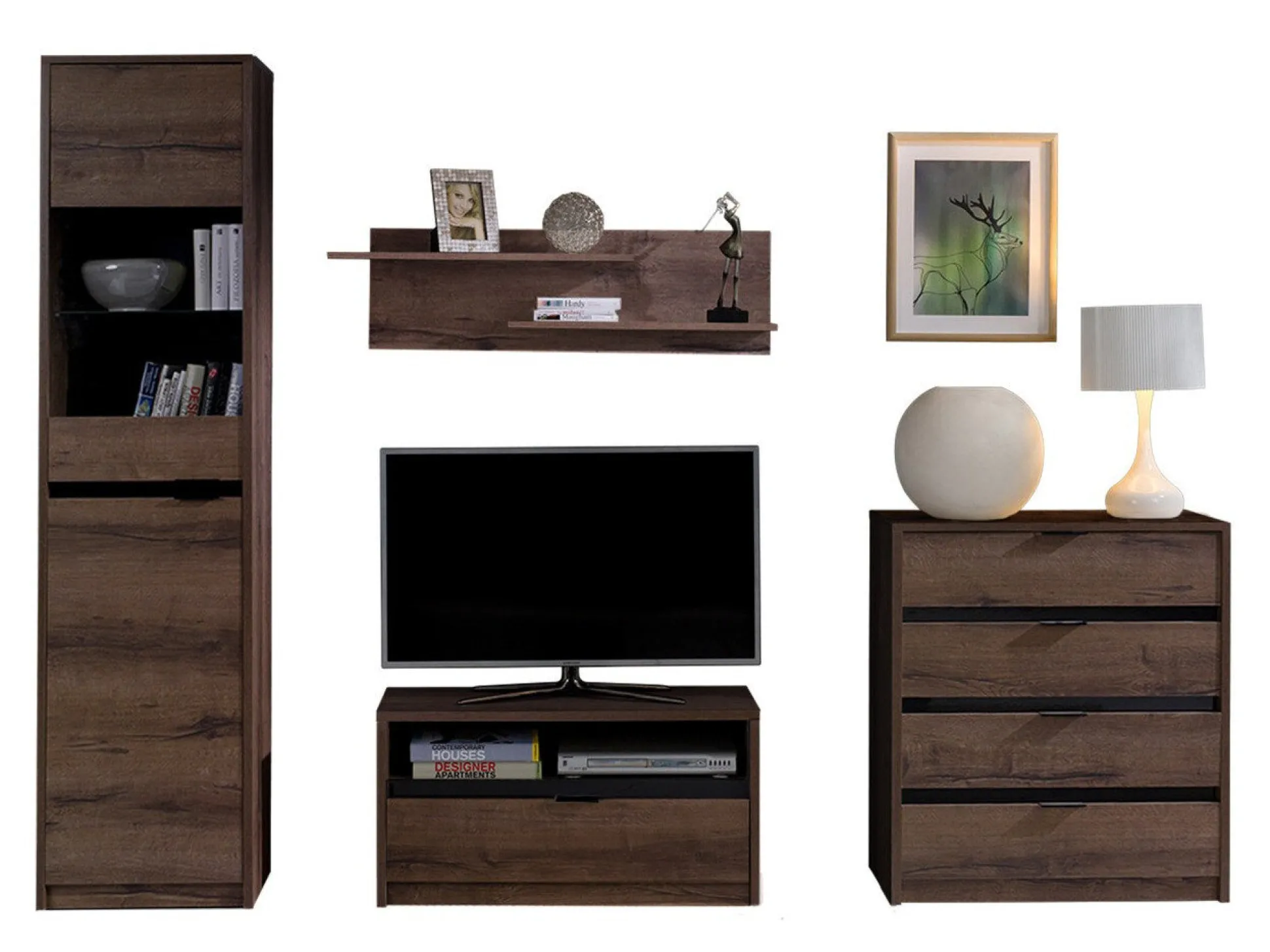 Stuemøbelsæt Fivelbo 115 (Kloster eg + Blank sort)