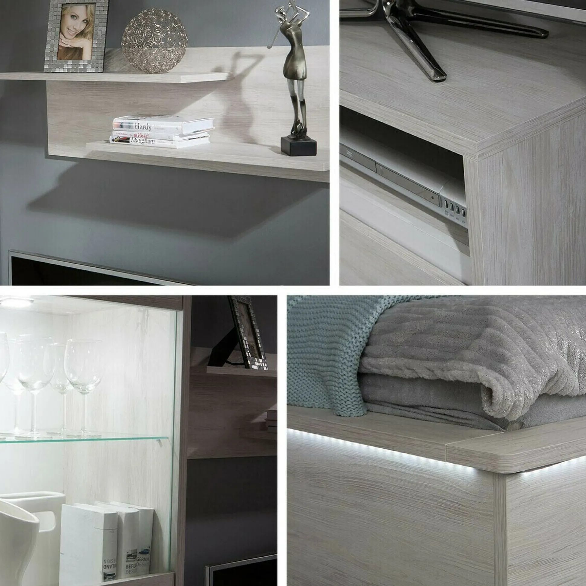 Stuemøbelsæt Fivelbo 115 (Kloster eg + Blank sort)