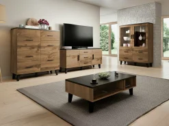 Stuemøbelsæt Larfloi 112 (Wotan eg + Sort)