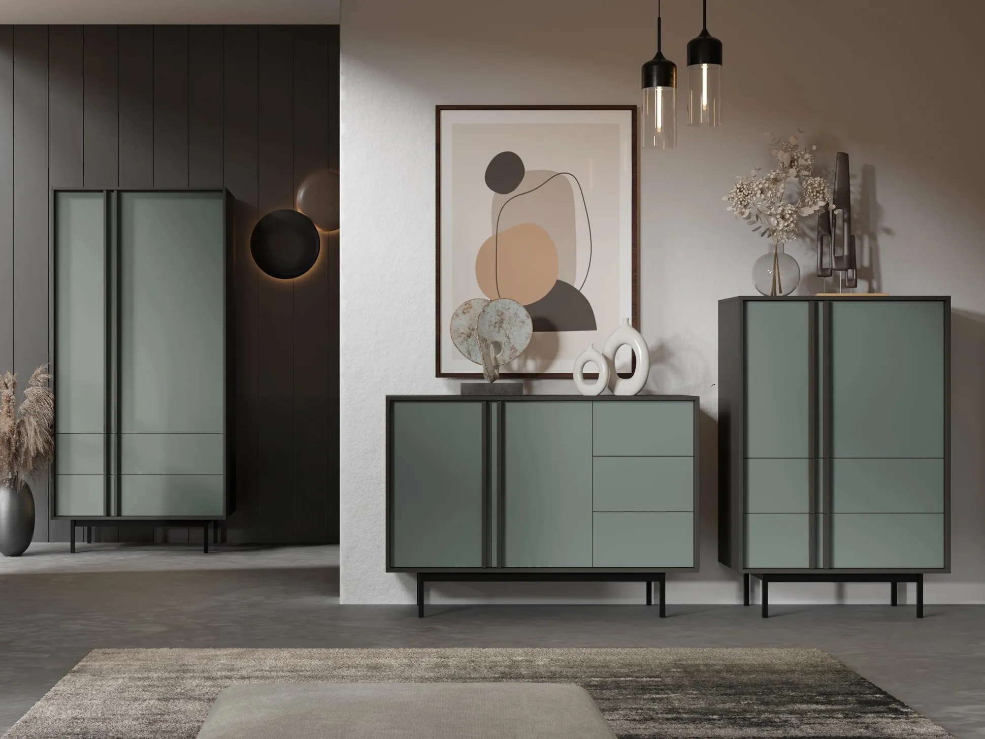 Stuemøbelsæt Levali 116 (Støvet grøn)