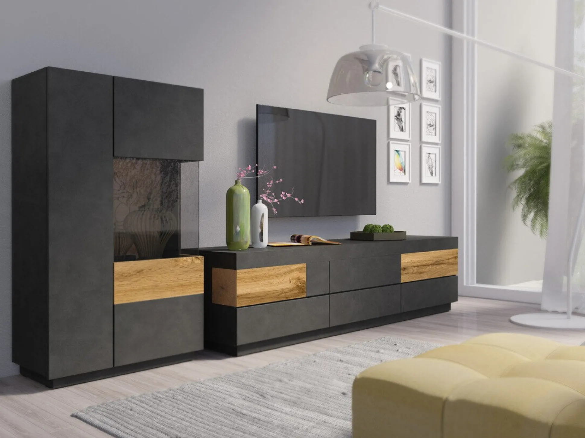 Stuemøbelsæt Livlore 109 (Matera grå + Wotan eg)