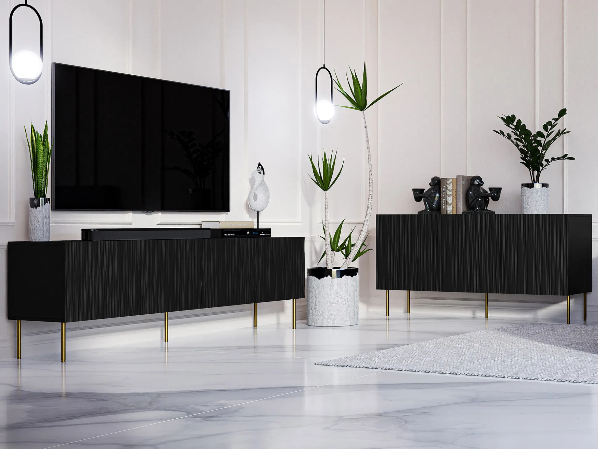 Stuemøbelsæt Lorelbo 104 (Sort + Gylden)