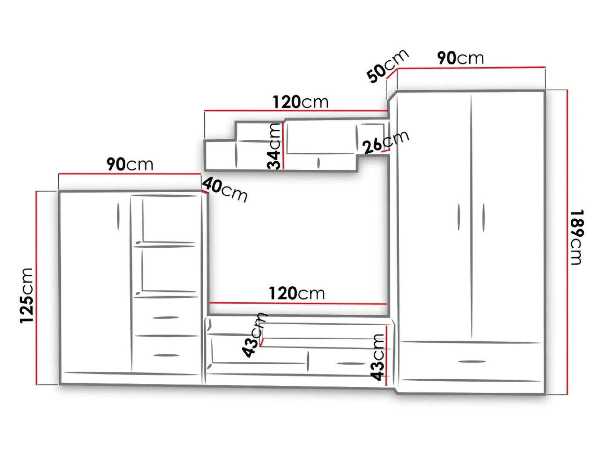 Stuemøbelsæt Lorlare 101 (Hvid + Grå)
