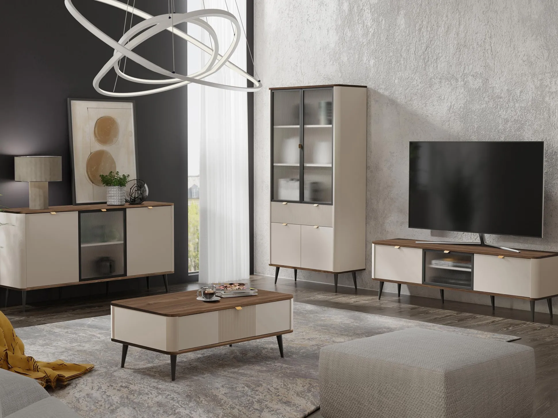 Stuemøbelsæt Lufela 120 (Kashmir + Valnød)