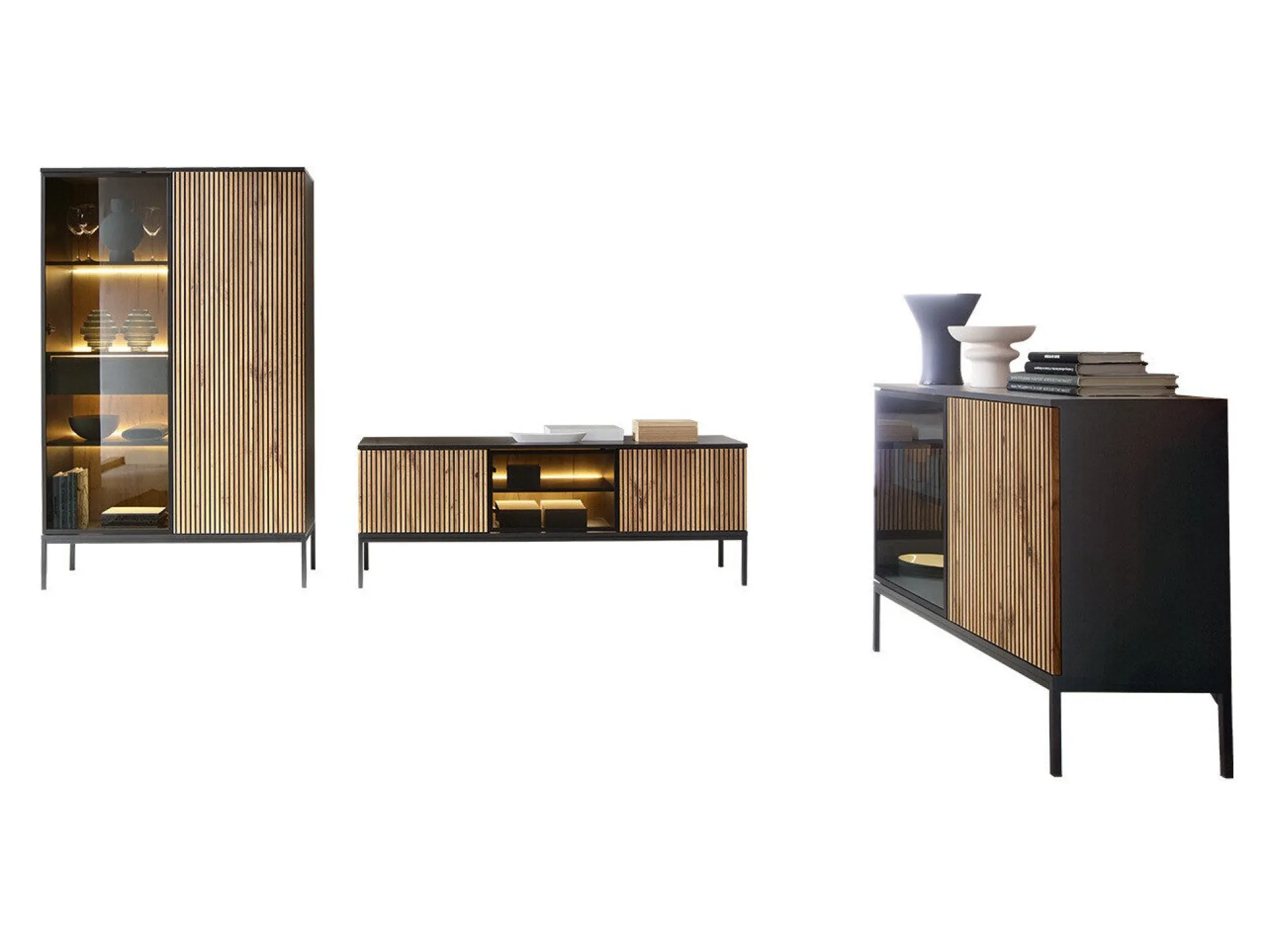 Stuemøbelsæt Manal (Sort + Wotan eg)