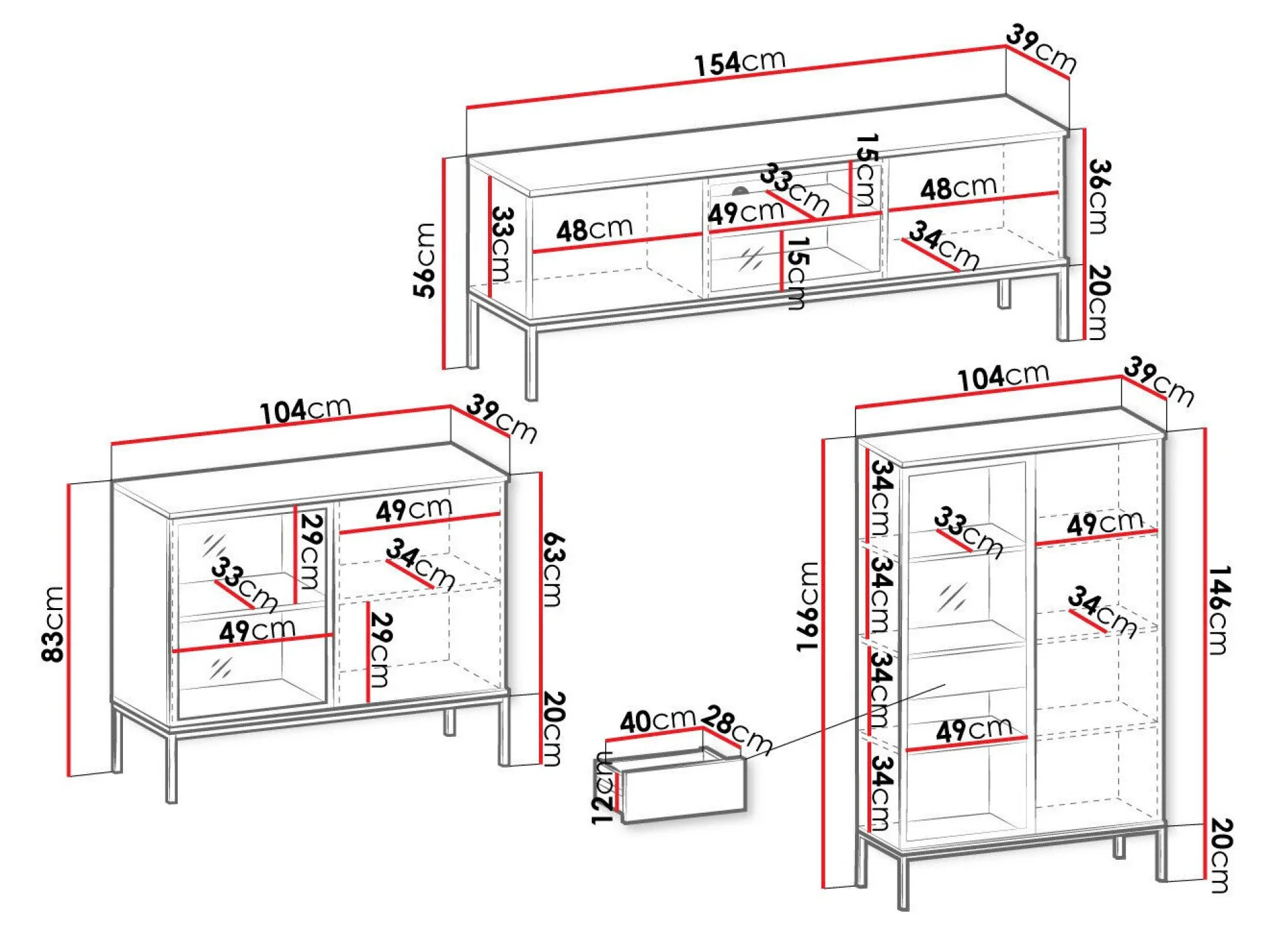 Stuemøbelsæt Manal (Sort + Wotan eg)