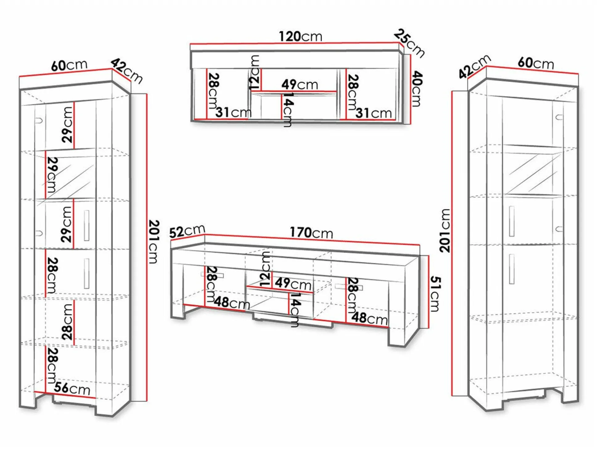 Stuemøbelsæt Melfeli 124 (Sonoma eg)