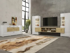 Stuemøbelsæt Mondalo 105 (Wotan eg + Glansfuld hvid)