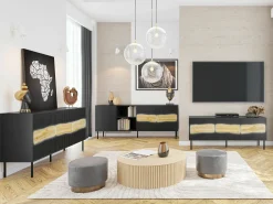 Stuemøbelsæt Monevare 105 (Sort + Wotan eg)