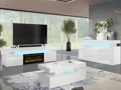 Stuemøbelsæt Monfero I (Hvid + Glansfuld hvid)