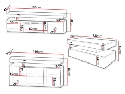 Stuemøbelsæt Monfero I (Hvid + Glansfuld hvid)