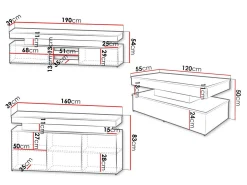 Stuemøbelsæt Monfero (Sort + Blank sort)