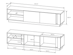 Stuemøbelsæt Novbela 114 (Hvid + Glansfuld hvid + Grandson eg)