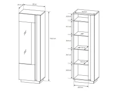 Stuemøbelsæt Novbela 114 (Hvid + Glansfuld hvid + Grandson eg)