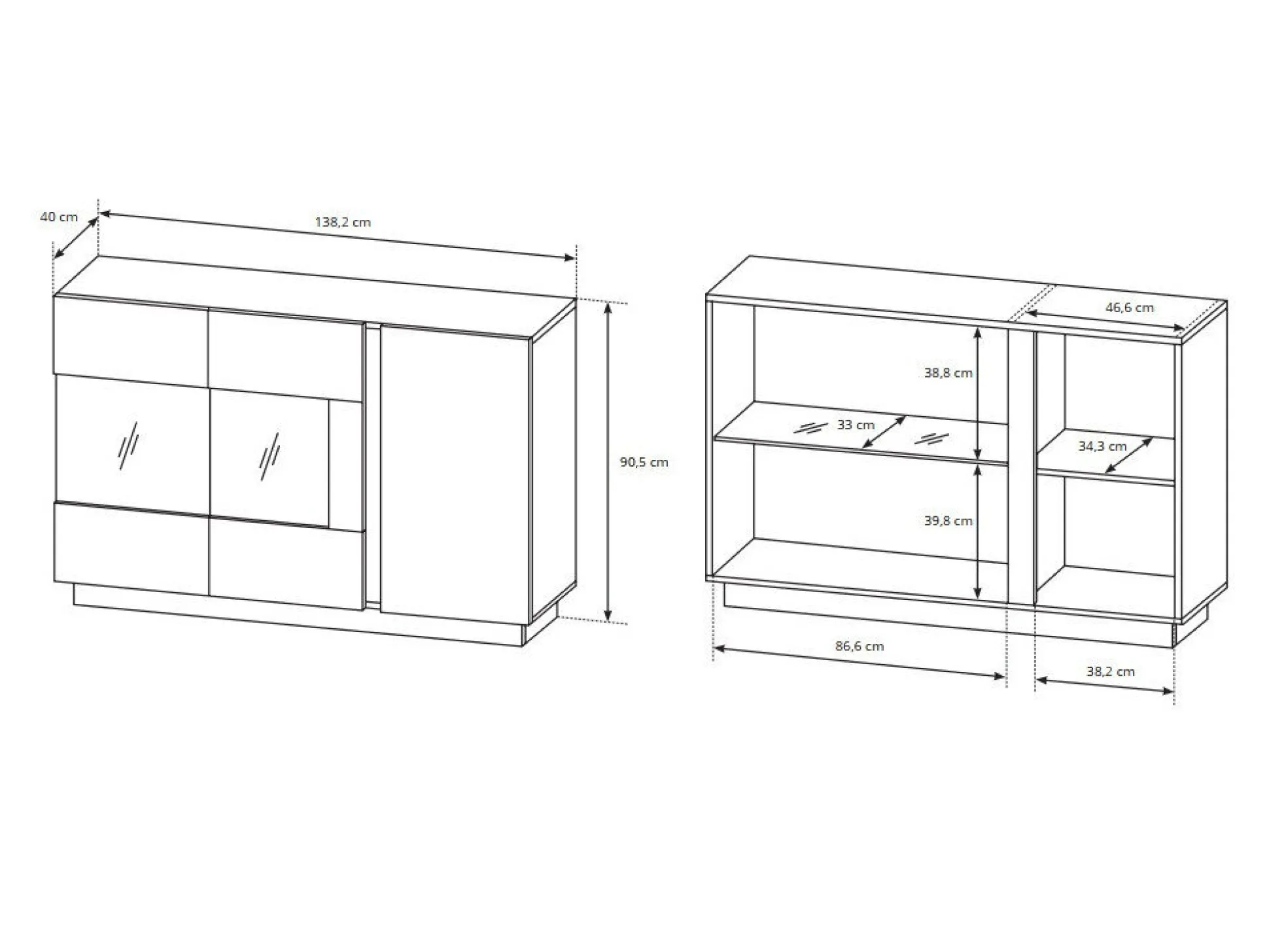 Stuemøbelsæt Novbela 113 (Hvid + Glansfuld hvid + Grandson eg)