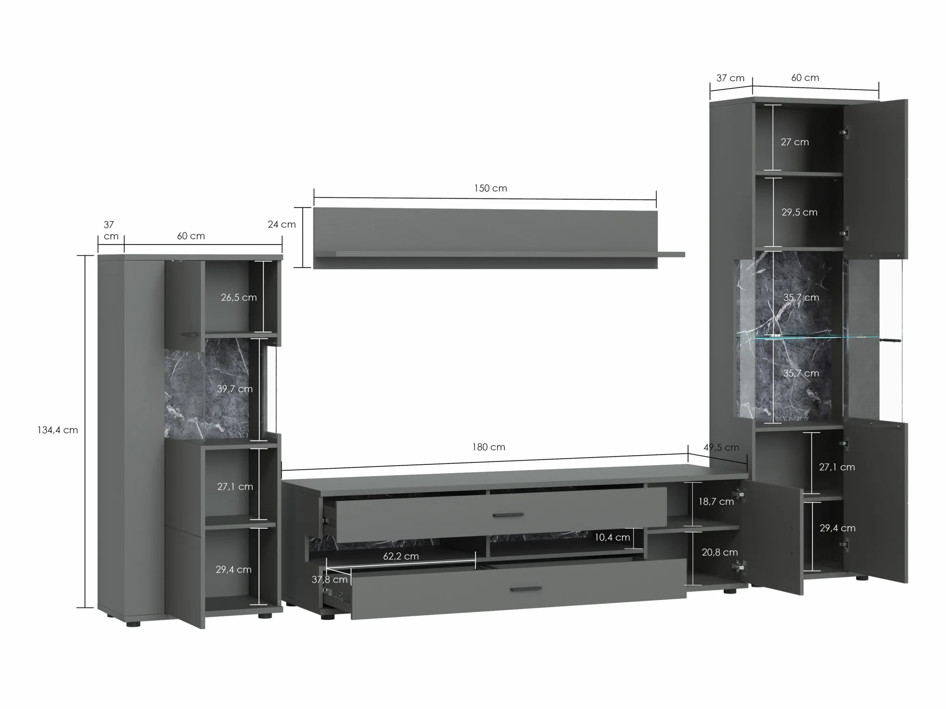 Stuemøbelsæt Ontario 161 (Grafit)