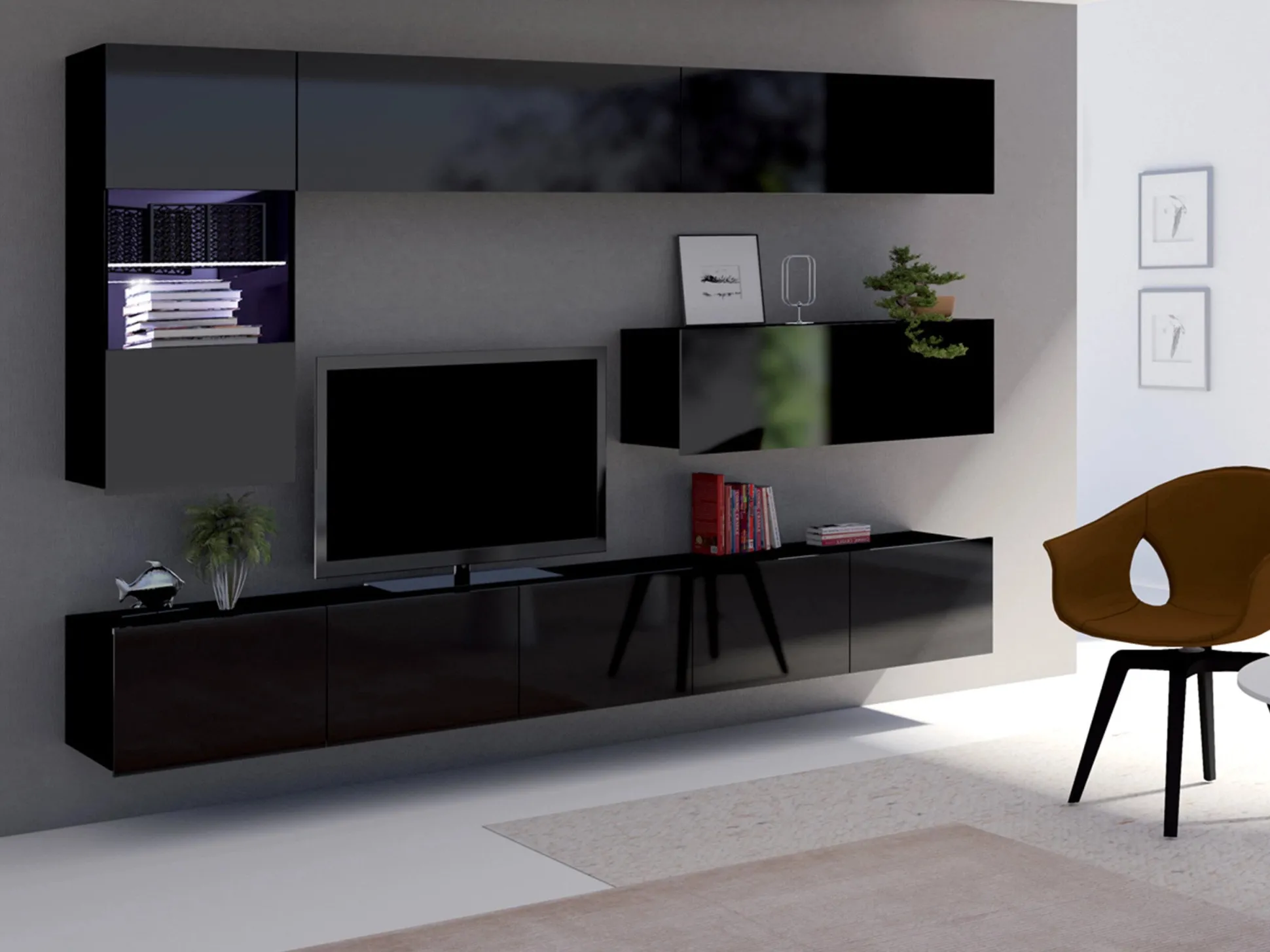 Stuemøbelsæt Remus IV (Sort + Blank sort)