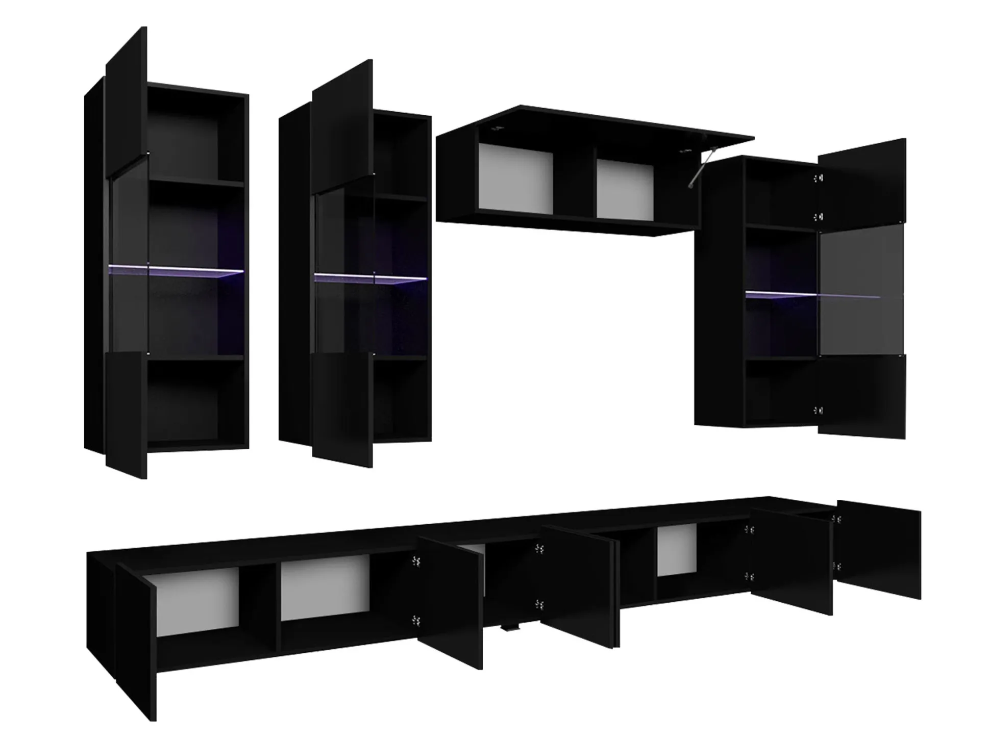 Stuemøbelsæt Remus V (Sort + Blank sort)