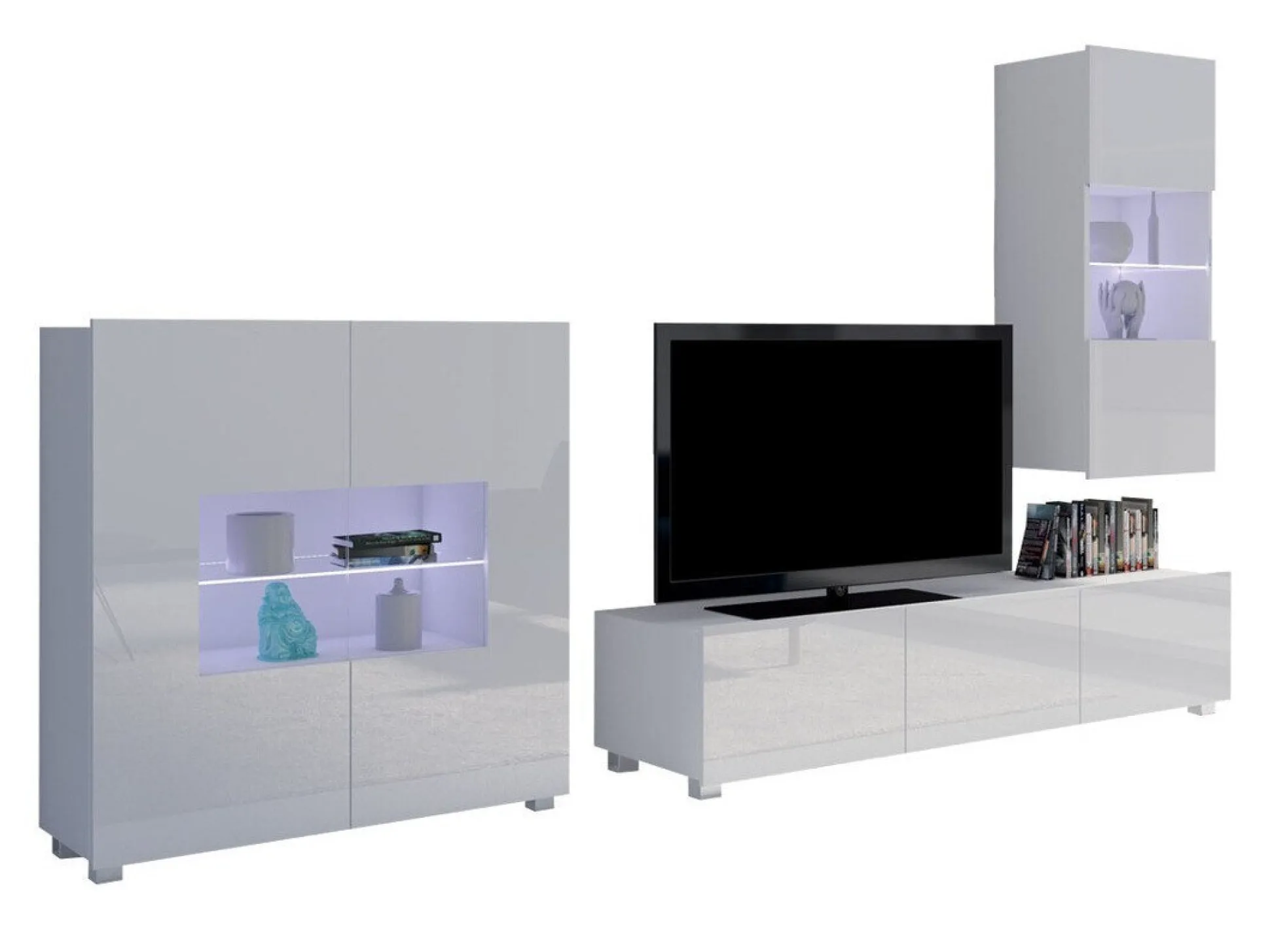 Stuemøbelsæt Remus VII (Hvid + Glansfuld hvid)